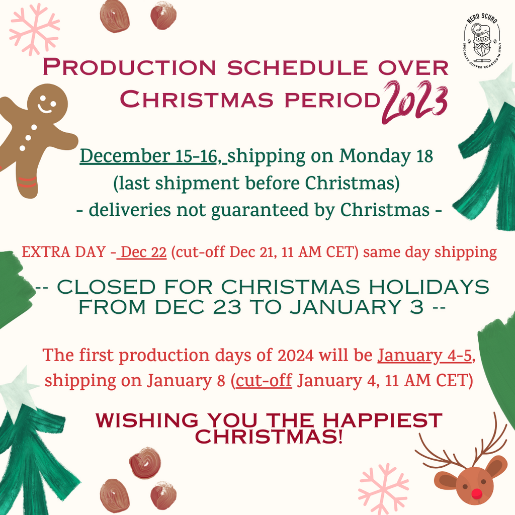 Production schedule over Christmas period 2023